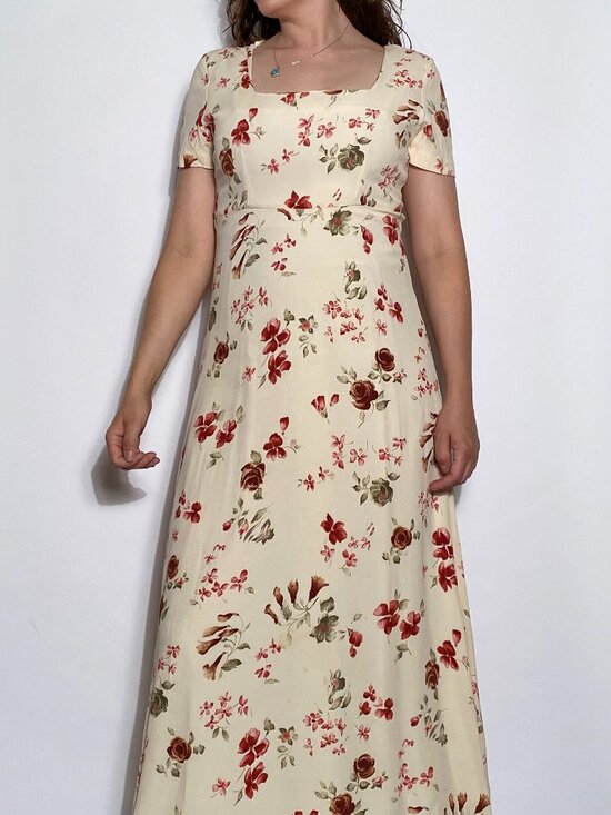 Vintage 1990s EMPIRE WAIST Floral Maxi Dress -- Size 8 - Picture 3 of 8